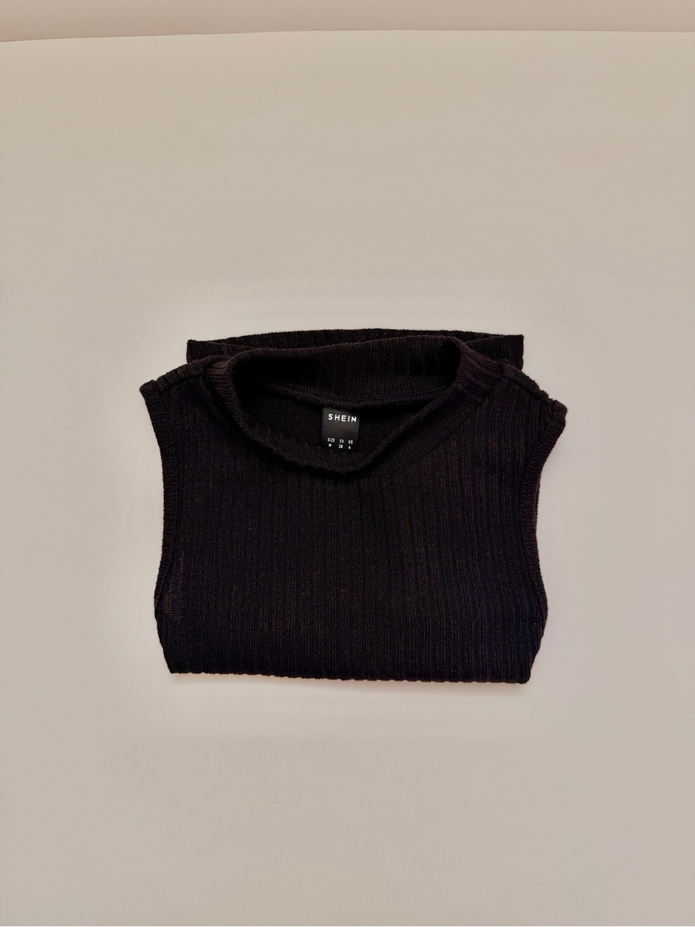 SHEIN Black Ribbed Mock Neck Sleeveless Top